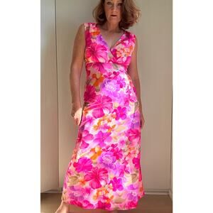 Vintage Womens Dress Hawaiian Size S/4-6 by Andrade made in Hawaii Pink Maxi